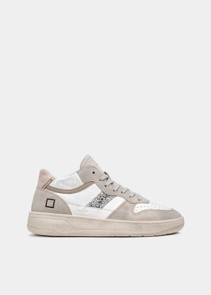 COURT 2.0 MID POP WHITE-BEIGE | D.A.T.E. Sneakers