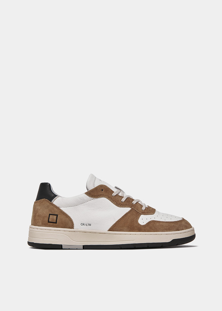 D.A.T.E.: COURT LEATHER WHITE-CAMEL