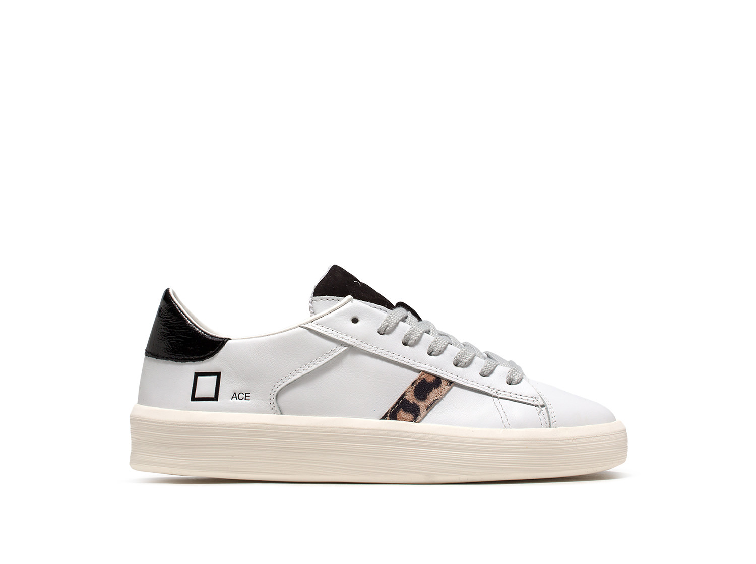 D.A.T.E. Baskets ACE ANIMALIER WHITE-BLACK | D.A.T.E. Sneakers