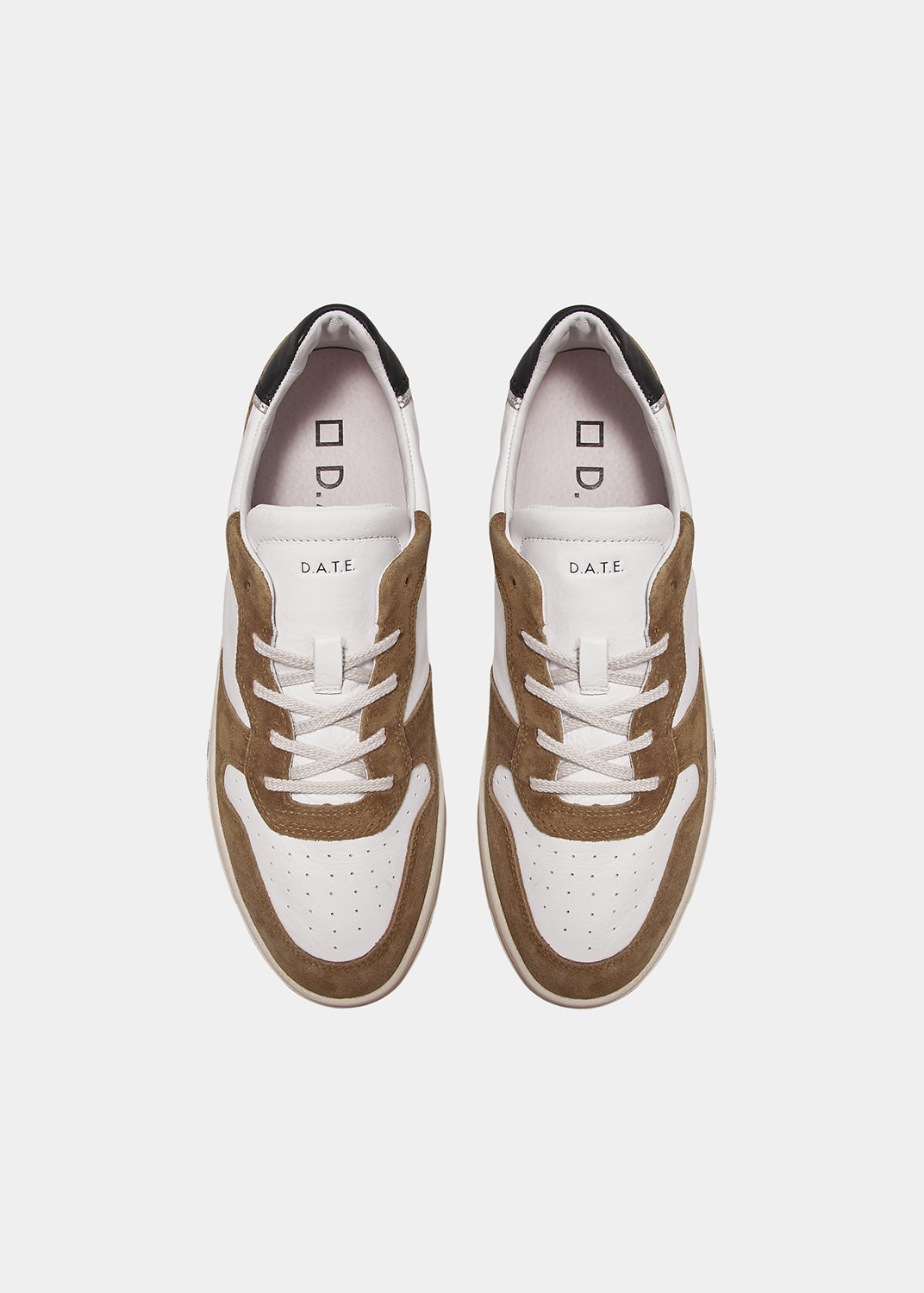 D.A.T.E.: COURT LEATHER WHITE-CAMEL
