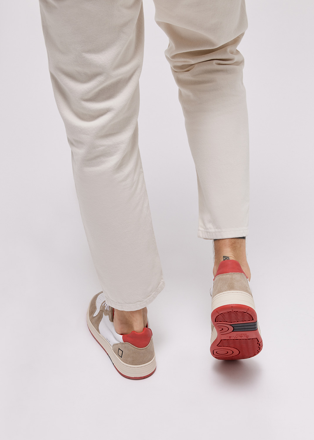 D.A.T.E.: COURT LEATHER WHITE-RED