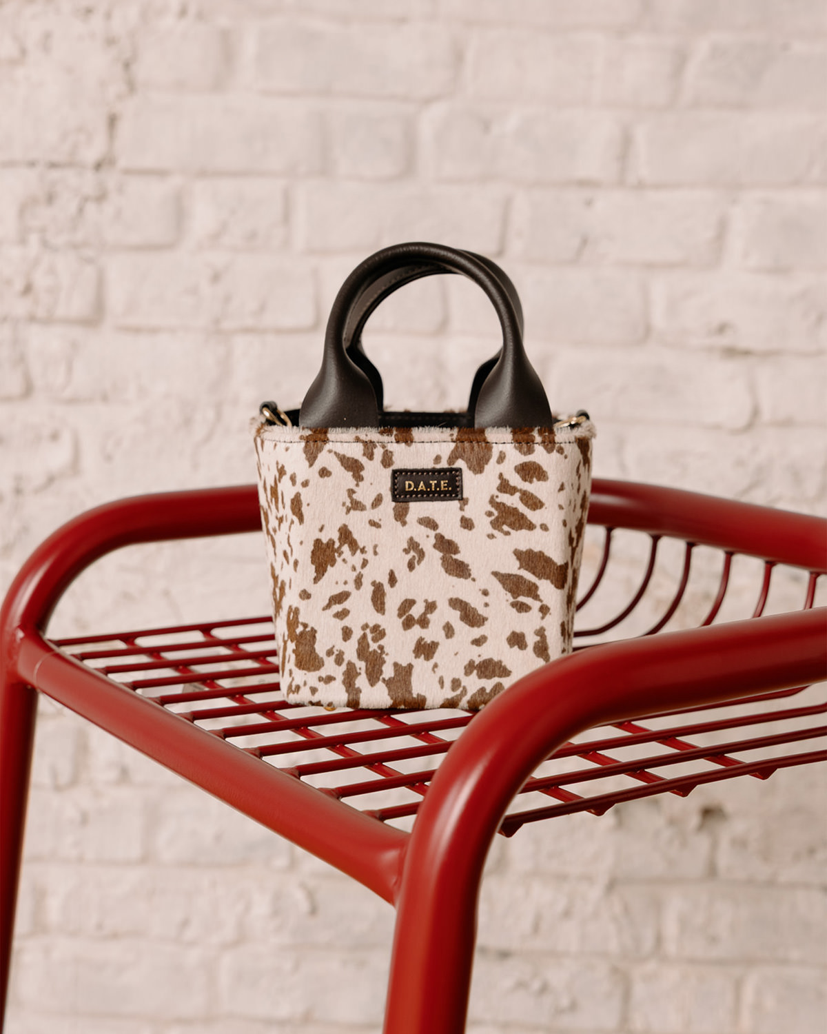 D.A.T.E.: CUBO BAG COW WHITE-BROWN