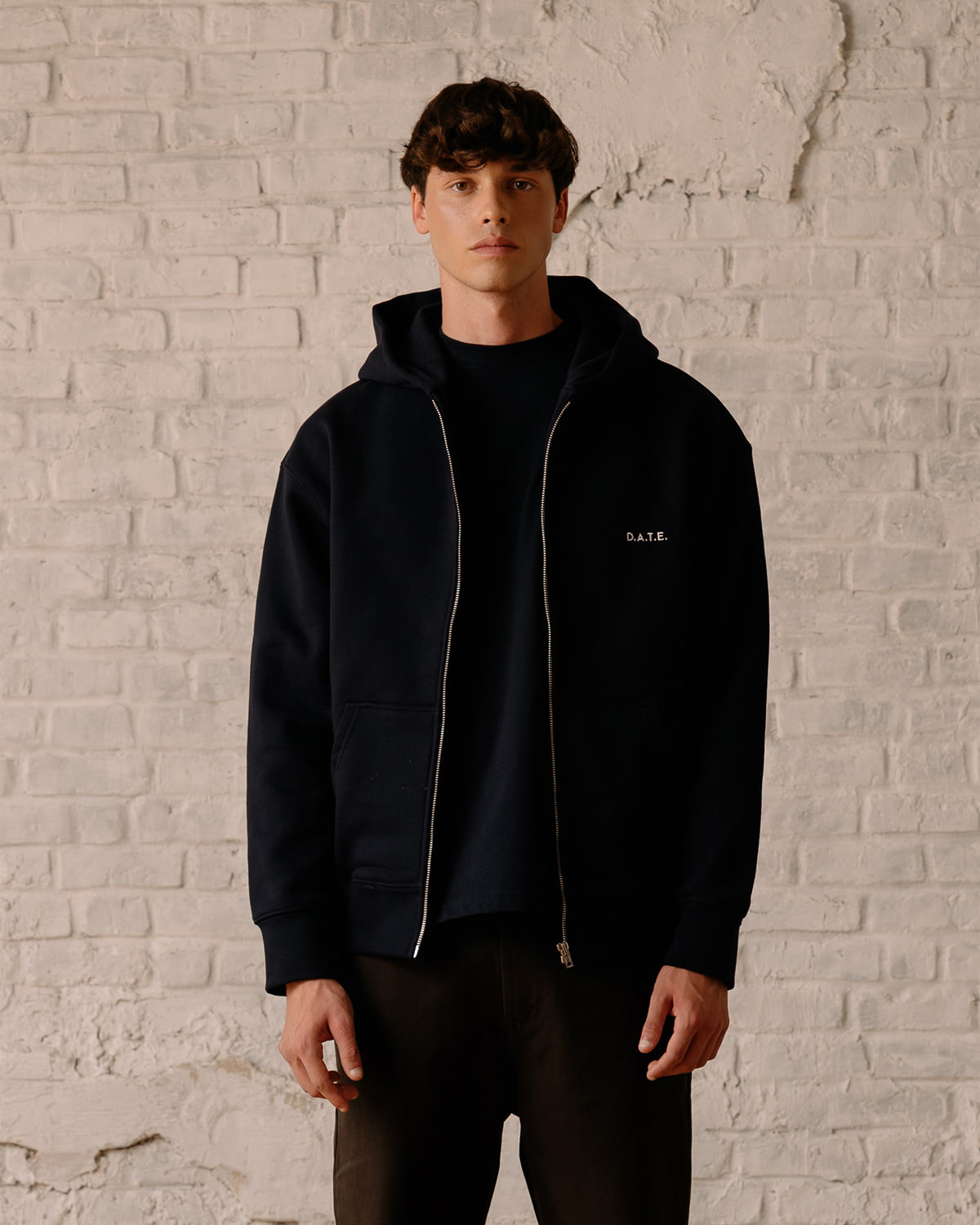 D.A.T.E.: ZIP HOODIE BASIC BLUE
